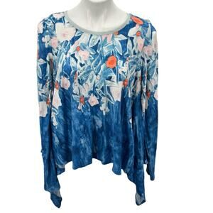 Anthropologie Meadow Rue Linen Fields Womens SZ M Floral Billowy Tropical Breezy